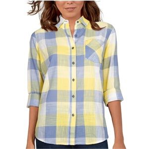 Natural Reflections Meadowland Long-Sleeve Shirt Stonewash Buffalo Plaid NWT S